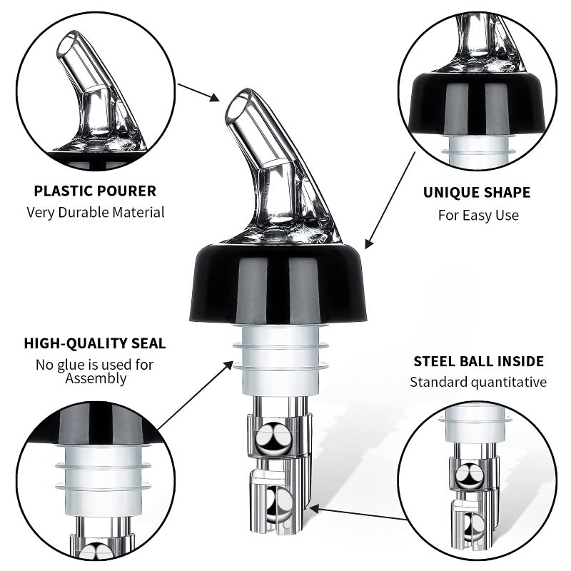 SuproBarware Automatic Measured Bottle Pourer - Quick Shot Spirit Measure Pourer Drinks Wine Cocktail Dispenser Home Bar Tools - 1oz/30ml (4 pack)  - Image 2