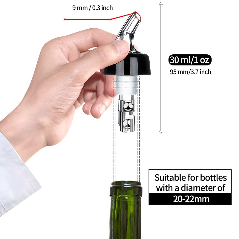 SuproBarware Automatic Measured Bottle Pourer - Quick Shot Spirit Measure Pourer Drinks Wine Cocktail Dispenser Home Bar Tools - 1oz/30ml (4 pack)  - Image 4