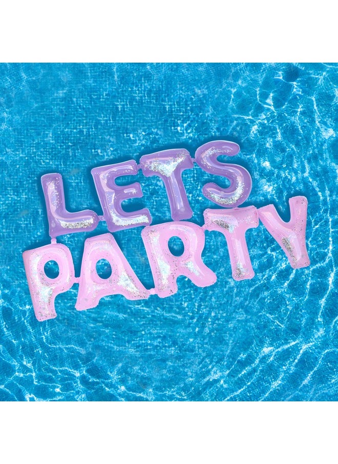 NPW - Let'S Party Pool Float Inflatable Letters Pool Party Floats, Pool Party Decorations Large Floating Letters For Birthday Party, Summer Parties, Bachelorette Party Supplies - Image 1
