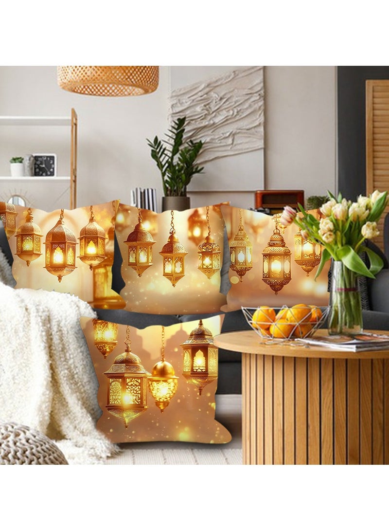 عام الغطاء الجلدي رباعي الحزمة، 18x18 بوصة، غطاء مخدة مربع من الكتان بطراز معاصر للأشكال الهندسية، ديكور منزلي للأريكة، السيارة، غرفة النوم، غرفة المعيشة. - Image 3