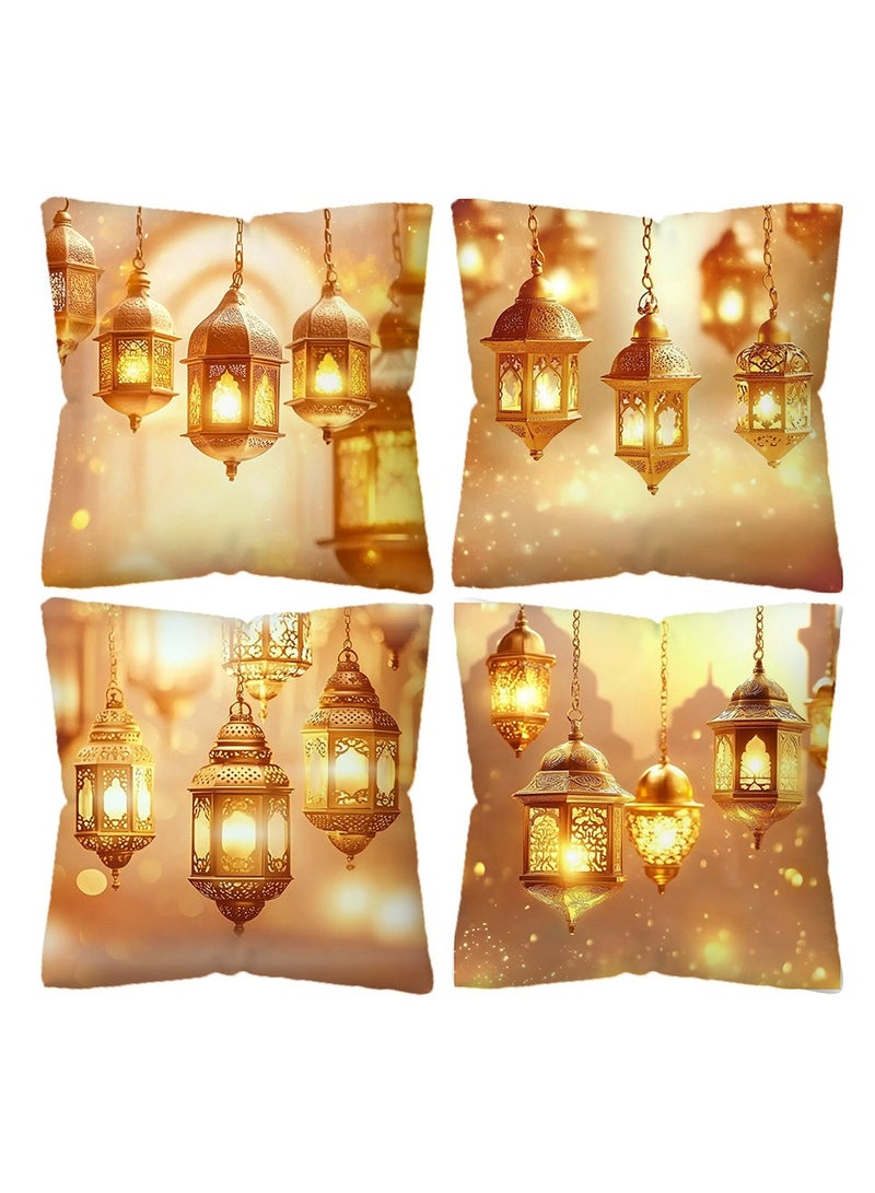 عام الغطاء الجلدي رباعي الحزمة، 18x18 بوصة، غطاء مخدة مربع من الكتان بطراز معاصر للأشكال الهندسية، ديكور منزلي للأريكة، السيارة، غرفة النوم، غرفة المعيشة. - Image 1