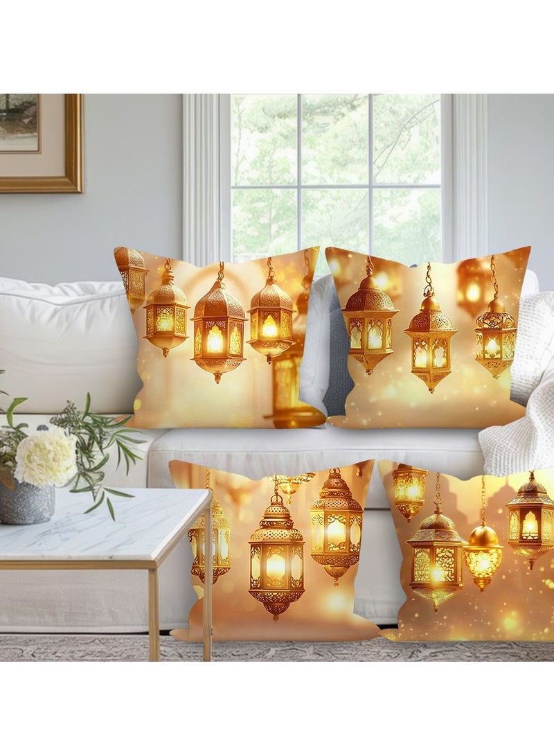 عام الغطاء الجلدي رباعي الحزمة، 18x18 بوصة، غطاء مخدة مربع من الكتان بطراز معاصر للأشكال الهندسية، ديكور منزلي للأريكة، السيارة، غرفة النوم، غرفة المعيشة. - Image 2