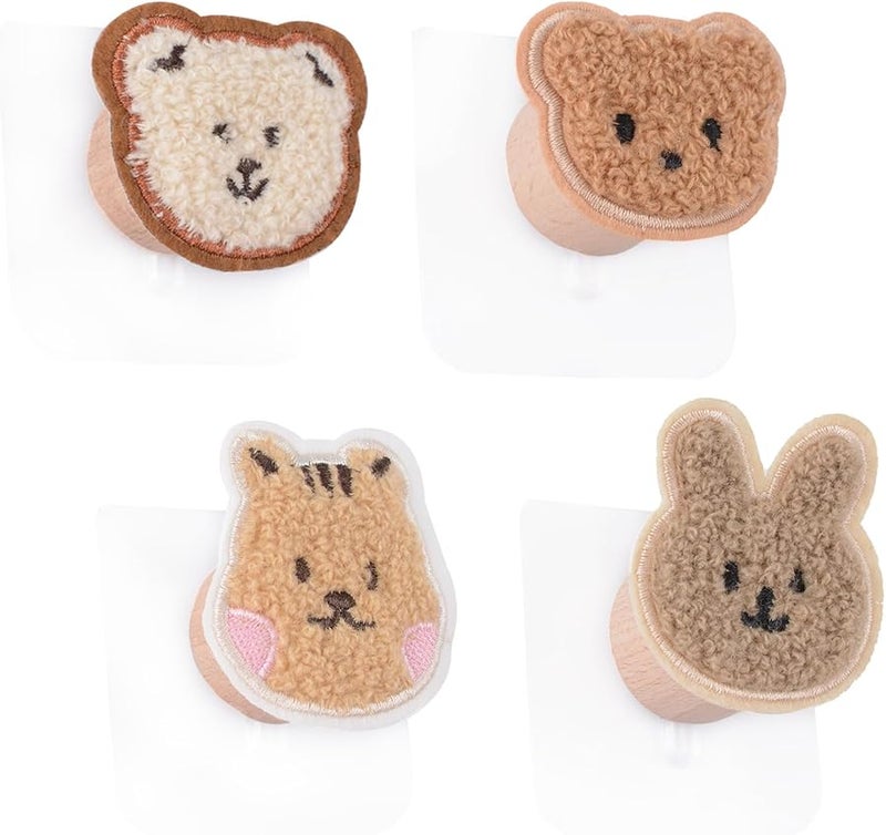 خطافات حائط خشبية على شكل حيوانات دب أرنب سنجاب زينة ذاتية اللصق لغرفة النوم المطبخ غرفة الأطفال - Image 2