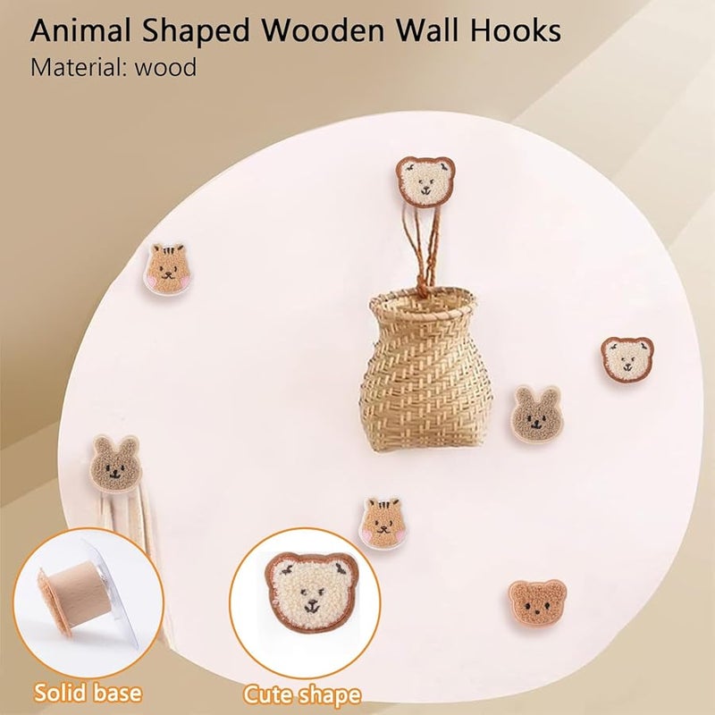 خطافات حائط خشبية على شكل حيوانات دب أرنب سنجاب زينة ذاتية اللصق لغرفة النوم المطبخ غرفة الأطفال - Image 4