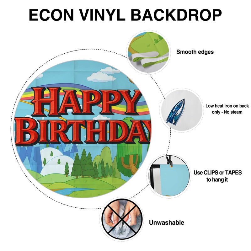 Allenjoy Cartoon Fantasy Abstract Continent Birthday Party Supplies Sets - 1pc 59" x 35" Backdrop, 2pcs Paper Headwear, 8pcs Photo Booth Props - Image 3