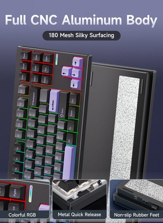 MCHOSE GX87 Pro Aluminum Custom Mechanical Keyboard Gaming Keyboards with Quick Disassemble Case, Black - Image 3