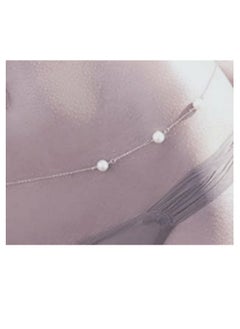 RA accessories Women's Body Chain Silvery With Off-White Pearls -Belly Chain  - Image 1