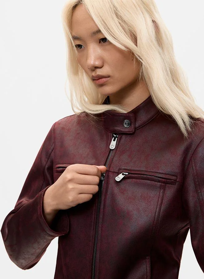 Desigual Brown Jacket Leather Effect for Women | Best Price UAE