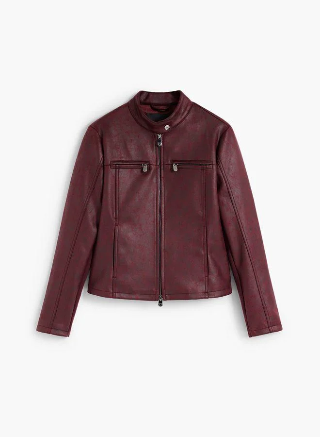 Desigual Brown Jacket Leather Effect for Women | Best Price UAE