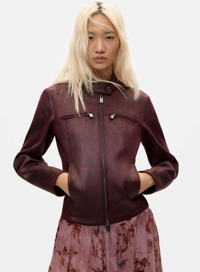 Desigual Brown Jacket Leather Effect for Women | Best Price UAE
