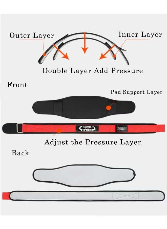 AOLIKES - Professional Comfortable Workout Weight Lifting Waist Belt, Squat & Deadlift Protect Waist Weightlifting Belt,Back Support Bodybuilding Waist Belt for Men Women, Black/Red - Image 1
