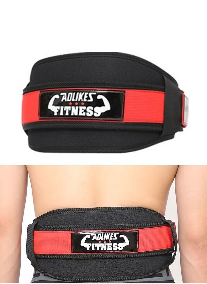 AOLIKES - Professional Comfortable Workout Weight Lifting Waist Belt, Squat & Deadlift Protect Waist Weightlifting Belt,Back Support Bodybuilding Waist Belt for Men Women, Black/Red - Image 1