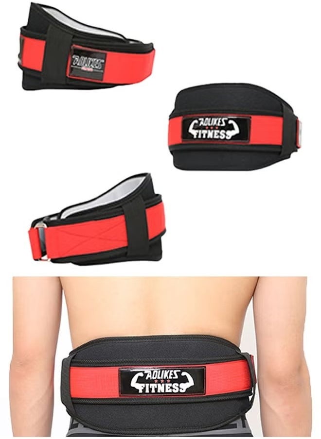 AOLIKES - Professional Comfortable Workout Weight Lifting Waist Belt, Squat & Deadlift Protect Waist Weightlifting Belt,Back Support Bodybuilding Waist Belt for Men Women, Black/Red - Image 1