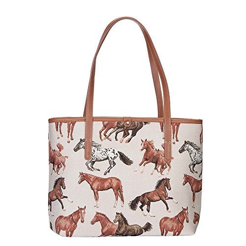 Signare Tapestry Shoulder Bag for Woman Travel or Work Tote Bags for Women In Running Animal Horse Design|COLL-RHOR - Image 4