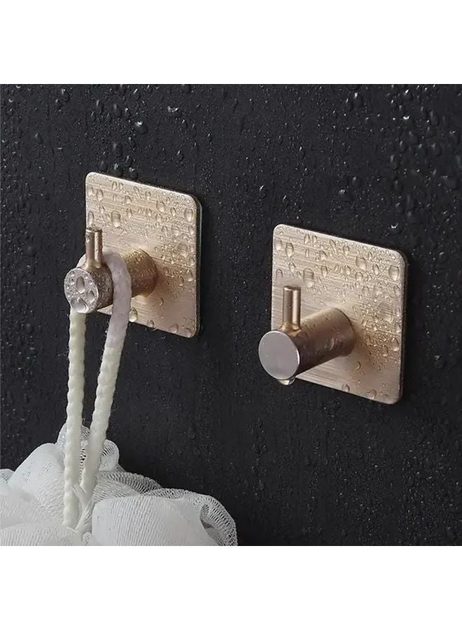 قطعتان من خطافات لاصقة ذهبية من الفولاذ المقاوم للصدأ، تركيب على الحائط دون حفر، مقاومة للصدأ - Image 2