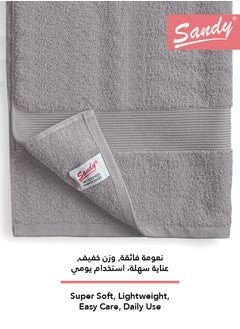 Sandy Sandy Extra Large Bath Towel Premium Hotel Quality 100% Cotton Made in Egypt, Soft Quick Drying and Highly Absorbent (90x180 cm) - Grey  - Image 3