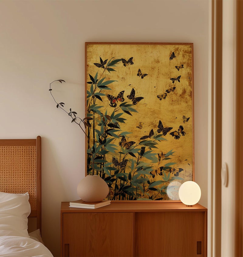 TNESSENTIAL Butterfly Poster, Golden Monarch Illustration with Bamboo, Asian Inspired Art - Image 5