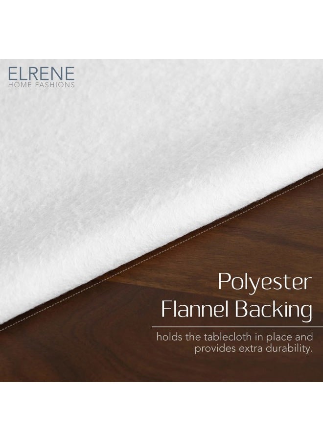 Elrene Home Fashions Monterey Linen-Texture Water- and Stain-Resistant Vinyl Tablecloth with Flannel Backing, 70 inches X 70 inches, Round,Grey - Image 3