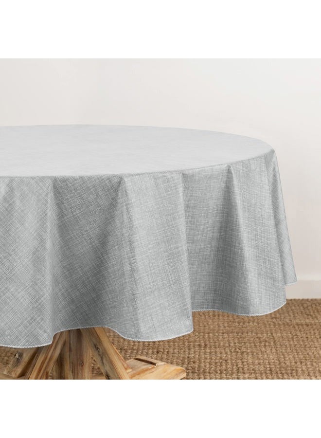 Elrene Home Fashions Monterey Linen-Texture Water- and Stain-Resistant Vinyl Tablecloth with Flannel Backing, 70 inches X 70 inches, Round,Grey - Image 1