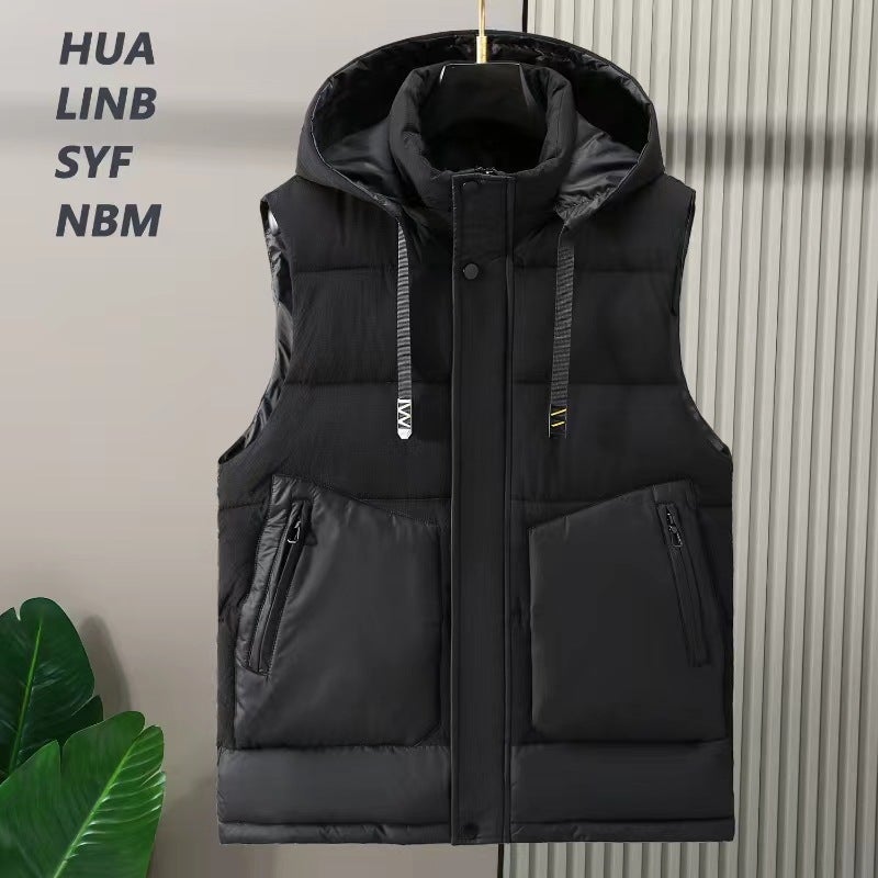 Autumn and Winter new men's cotton vest trendy handsome cold-proof warm waistcoat cotton-padded clothes stitching personalized student vest - Image 1