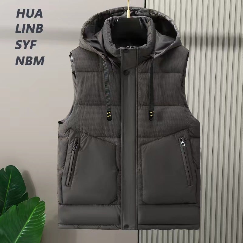 Autumn and Winter new men's cotton vest trendy handsome cold-proof warm waistcoat cotton-padded clothes stitching personalized student vest - Image 4