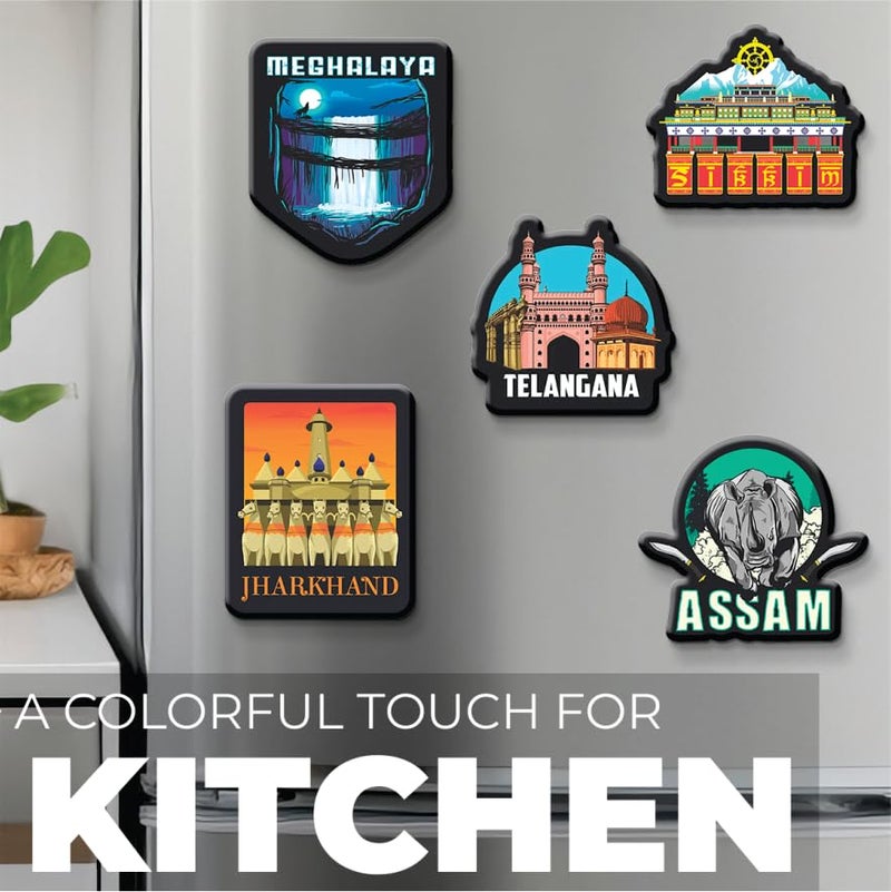 Nivaraprint NIVARA 35 Indian States Wooden Fridge Magnet Set – Souvenir Gift for Kids & Adults | MDF India Map Collectible for Refrigerator | Home & Kitchen Décor | Cultural Magnetic Art - Image 4