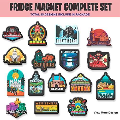 Nivaraprint NIVARA 35 Indian States Wooden Fridge Magnet Set – Souvenir Gift for Kids & Adults | MDF India Map Collectible for Refrigerator | Home & Kitchen Décor | Cultural Magnetic Art - Image 2