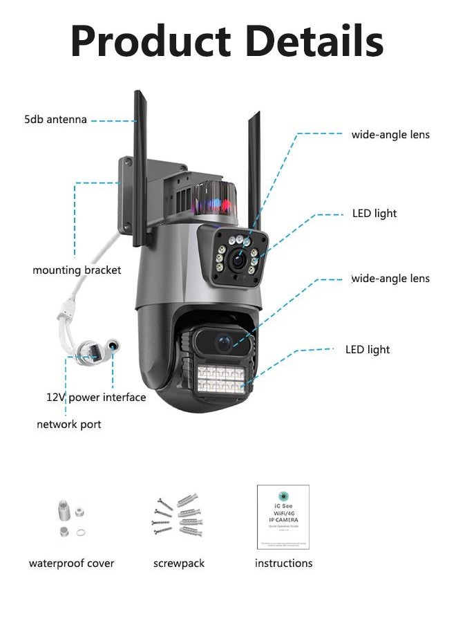 Generic - WiFi Camera Dual Screen Linkage Panoramic 360 ° Outdoor Waterproof Surveillance Camera - Image 1