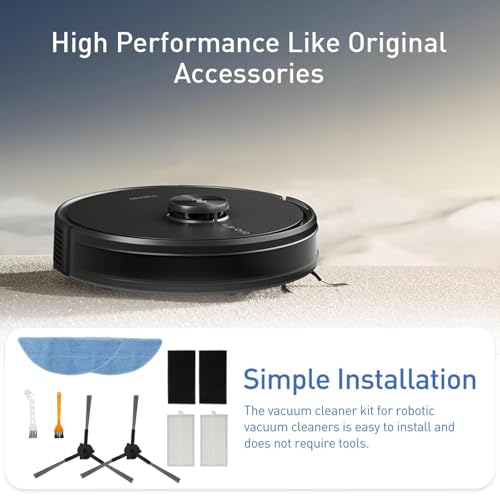 Massmot Replacement Accessories for Deebot Y1/Y1 Pro/Y1plus Robot Vacuum Deebot Y1/Y1 Pro/Y1plus Replacement Filtration Nets Sweeping Brushes Cleaning Brush (10Pcs) - Image 2