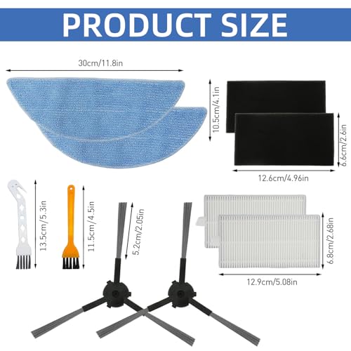Massmot Replacement Accessories for Deebot Y1/Y1 Pro/Y1plus Robot Vacuum Deebot Y1/Y1 Pro/Y1plus Replacement Filtration Nets Sweeping Brushes Cleaning Brush (10Pcs) - Image 3