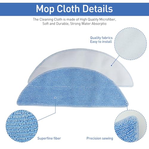 Massmot Replacement Accessories for Deebot Y1/Y1 Pro/Y1plus Robot Vacuum Deebot Y1/Y1 Pro/Y1plus Replacement Filtration Nets Sweeping Brushes Cleaning Brush (10Pcs) - Image 4