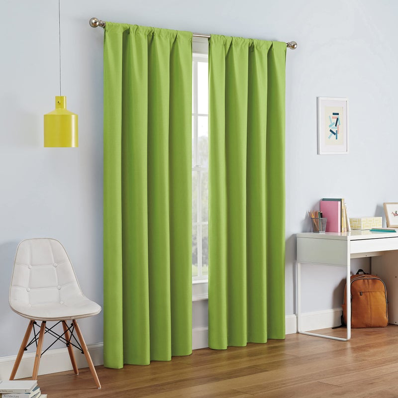 ECLIPSE Kendall Modern Blackout Thermal Rod Pocket Window Curtain for Bedroom or Living Room 1 Panel 42 X 63 Lime - Image 1