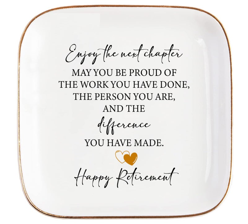 Teeglow Retirement Gift for Woman Ceramic Jewelry Dish Tray - Farewell Going Away Goodbye Gifts for Coworkers Leaving - Retirement Gift Jewelry Dish for Women Friends Retired Teachers Nurses - Image 1