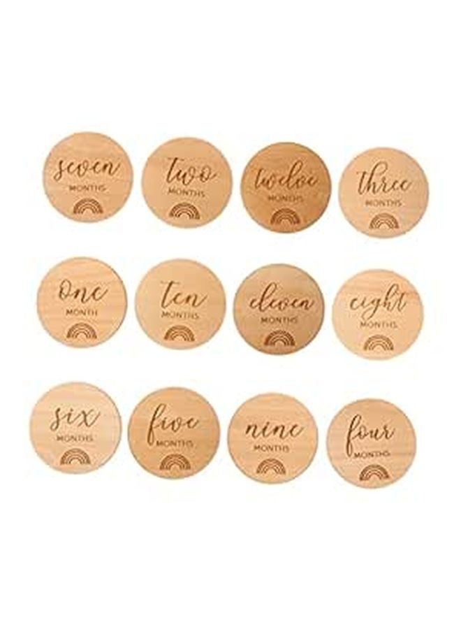 Double Sided Wooden Discs For Newborn Photography 12pcs Month By Month Keepsakes - Image 1