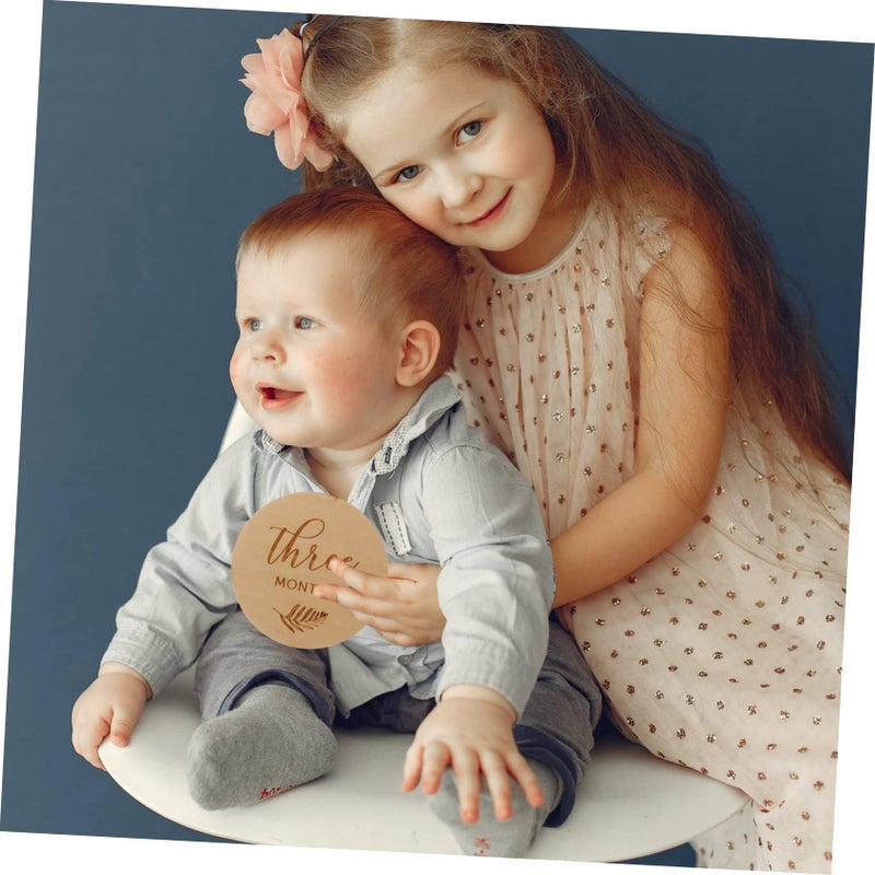 Double Sided Wooden Discs For Newborn Photography 12pcs Month By Month Keepsakes - Image 3