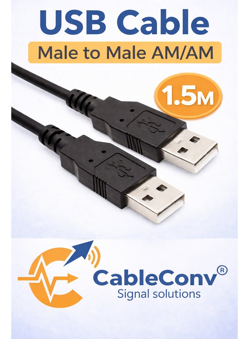 CABLE CONV USB Type-A Male to Male Cable 1.5M High Speed Data Transfer Standard USB AM to AM Cable CableConv - Image 1