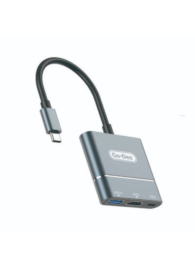 GO-DES 3in1 USB-C Hub Multifuncion Adapter GD-6827  - Image 2