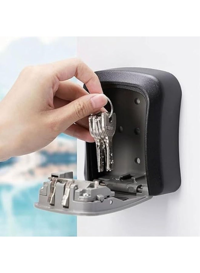 Heavy Duty Indoor And Outdoor 4 Digit Combination Lock Black And Silver Weatherproof Key Storage Lock Box With Shackle Secure Wall Mounted Key Safe Box For Home Office Garage Access - Image 3