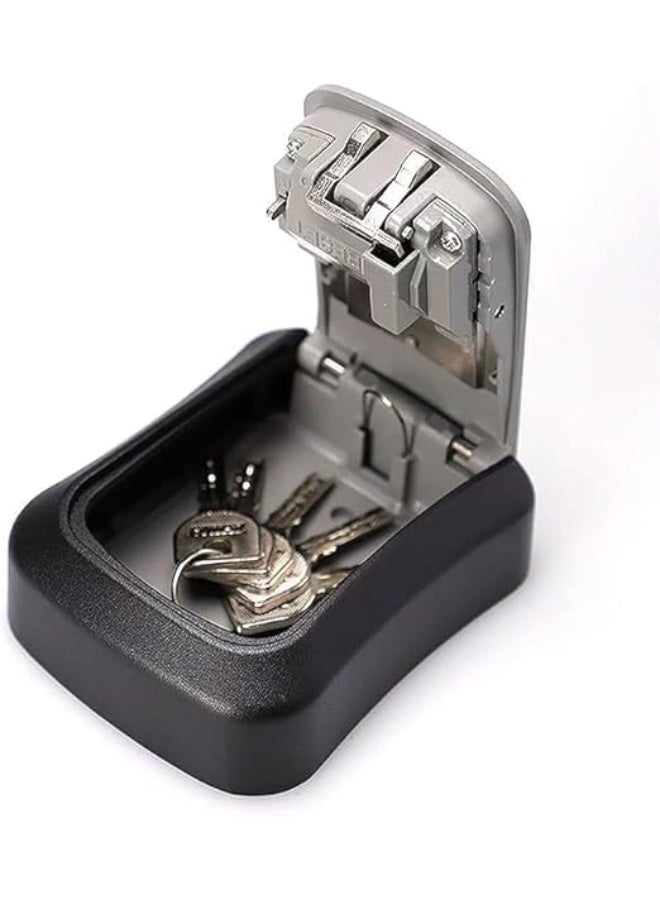 Heavy Duty Indoor And Outdoor 4 Digit Combination Lock Black And Silver Weatherproof Key Storage Lock Box With Shackle Secure Wall Mounted Key Safe Box For Home Office Garage Access - Image 5