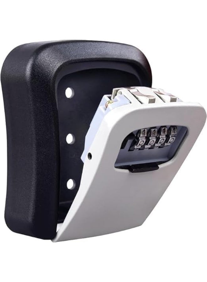 Heavy Duty Indoor And Outdoor 4 Digit Combination Lock Black And Silver Weatherproof Key Storage Lock Box With Shackle Secure Wall Mounted Key Safe Box For Home Office Garage Access - Image 2