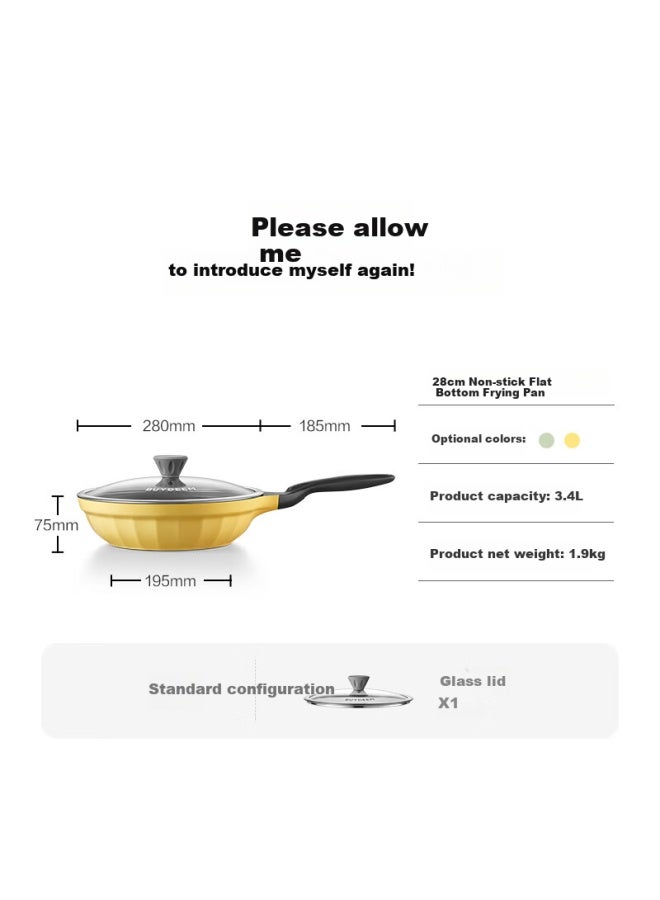 Buydeem Non-stick Pan Flat Bottom Grill Pan Electric Stove Gas Stir-fry Shallow Shirt Green 28cm - Image 1