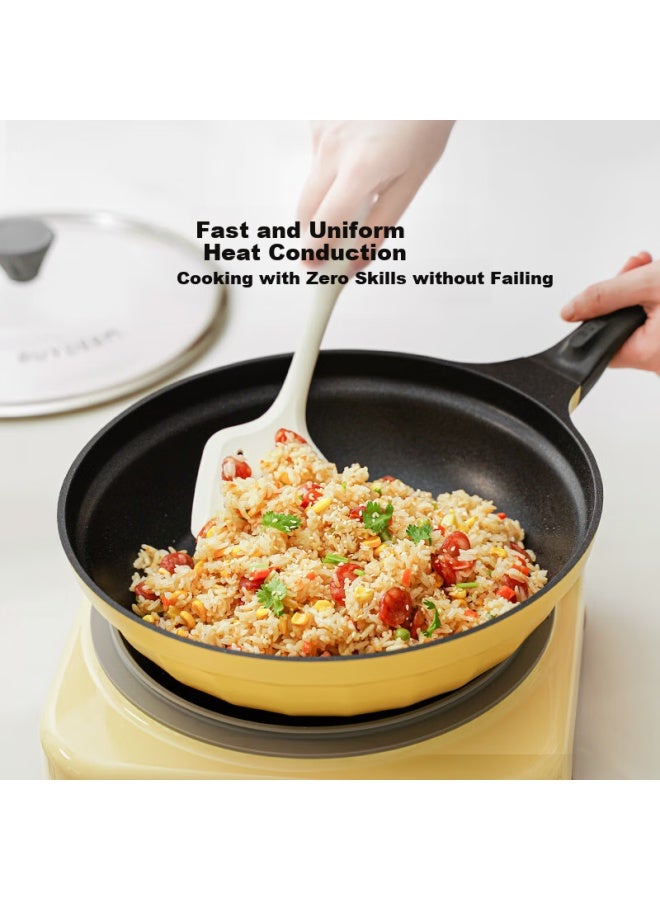 Buydeem Non-stick Pan Flat Bottom Grill Pan Electric Stove Gas Stir-fry Shallow Shirt Green 28cm - Image 3