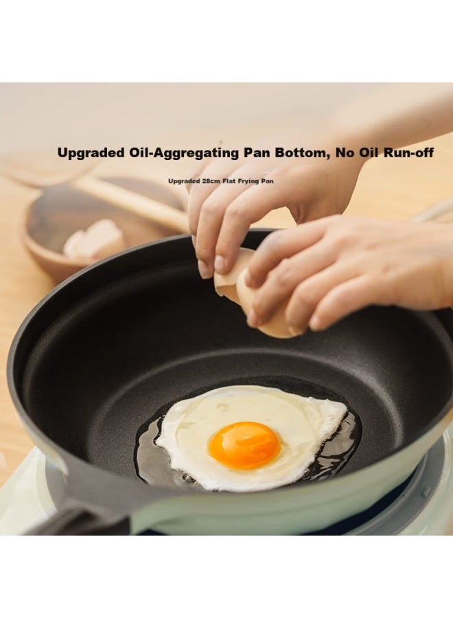 Buydeem Non-stick Pan Flat Bottom Grill Pan Electric Stove Gas Stir-fry Shallow Shirt Green 28cm - Image 4