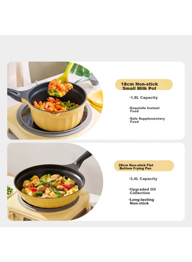 Buydeem Non-stick Pan Flat Bottom Grill Pan Electric Stove Gas Stir-fry Shallow Shirt Green 28cm - Image 5