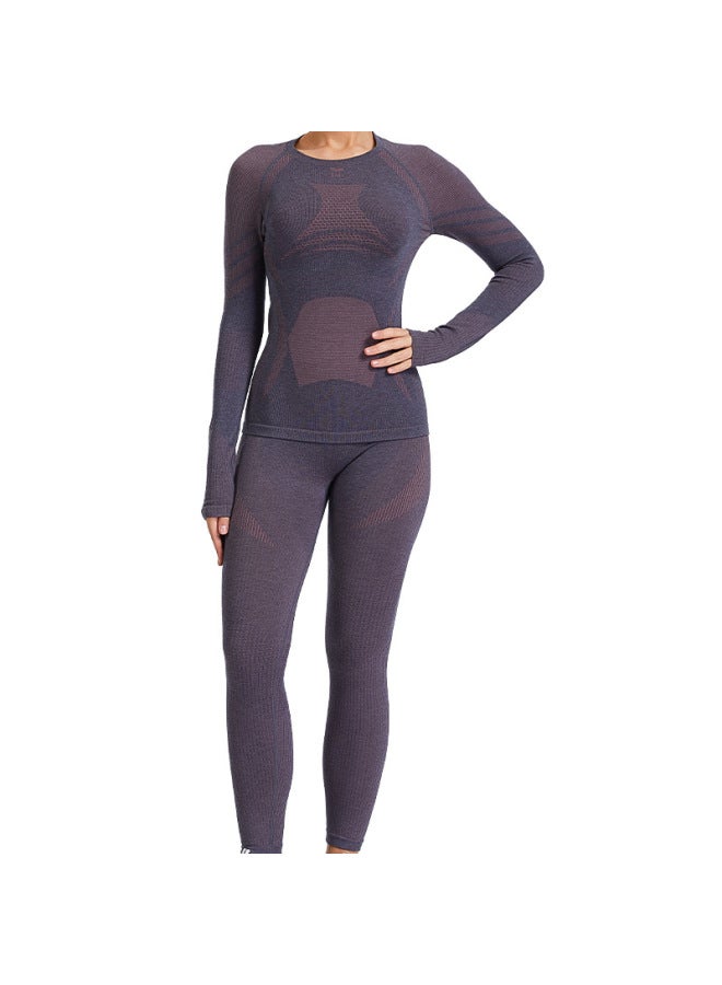 Wool Ski Quick-drying Clothing Set For Women Outdoor Mountaineering  Autumn And Winter Thermal Sweat-wicking Underwear Quick-drying Clothing And Pants