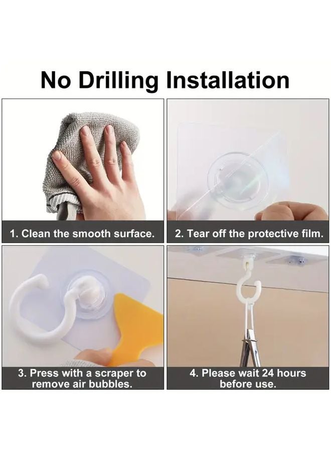 12Pcs White Self Adhesive Hooks 360 Rotating Wall Mount for Home Bathroom Kitchen - Image 4