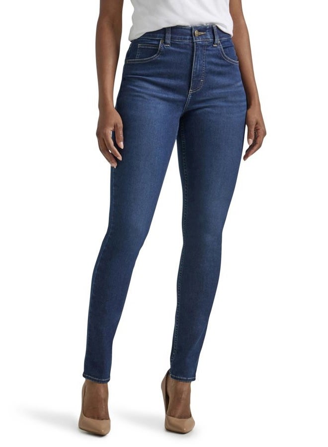 LEE Women's Ultra Lux Comfort with Flex Motion High Rise Skinny Jean, Deepest Dark, Deepest Dark, 6 - Image 1