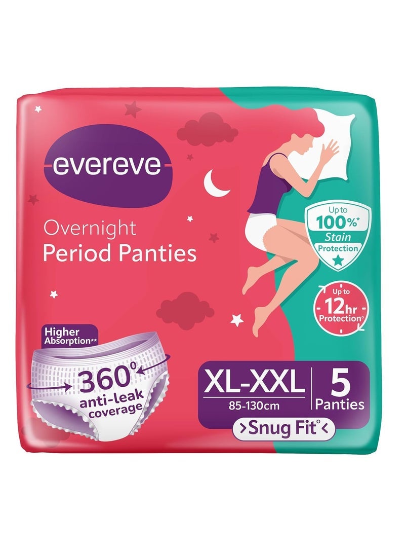 عشية أي وقت مضى ايفريف سروال داخلي للبنات والنساء ، (XL-XXL) ، 5 قطع ، تغطية 360 درجة ، 0٪ تسريبات ، امتصاص عالي للتدفق الكثيف ، ضمادات ولادة الأمومة ، حماية ما بعد الولادة والليل ، لباس داخلي يمكن التخلص منه - Image 1