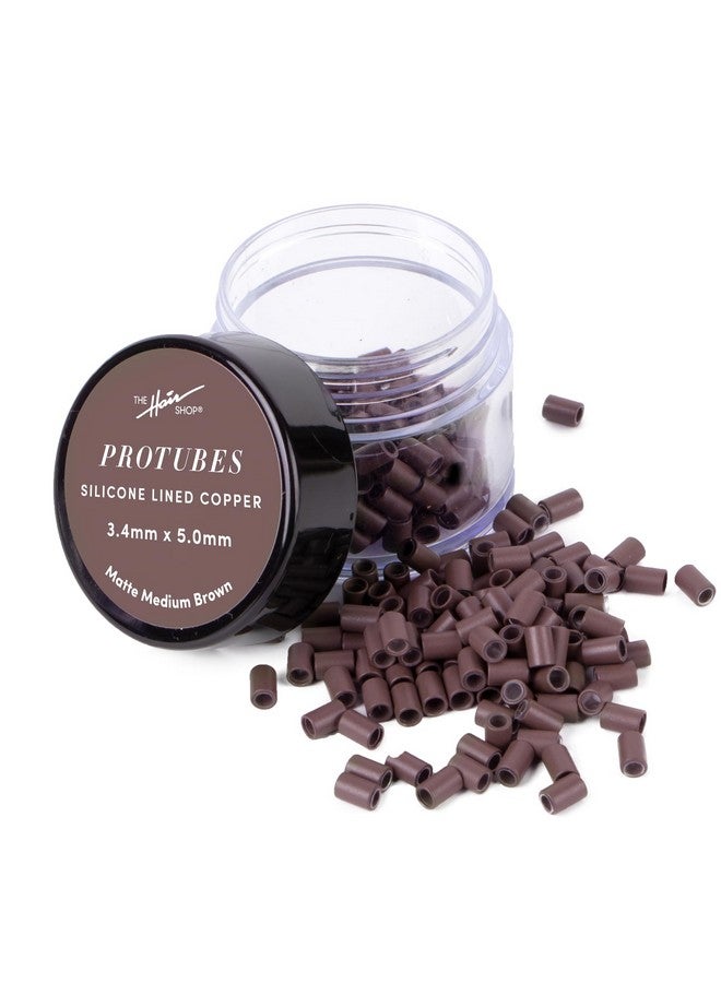 ذا هير شوب أنابيب بروتيوب غير لامعة من ذا هير شوب، لوصلات الشعر على شكل حرف I، خرزات دقيقة مبطنة بالسيليكون، وصلات دقيقة، حلقات، وطرق ربط خصلة الشعر يدويًا، 3.4 مم × 5.0 مم (بني متوسط غير لامع) - Image 1