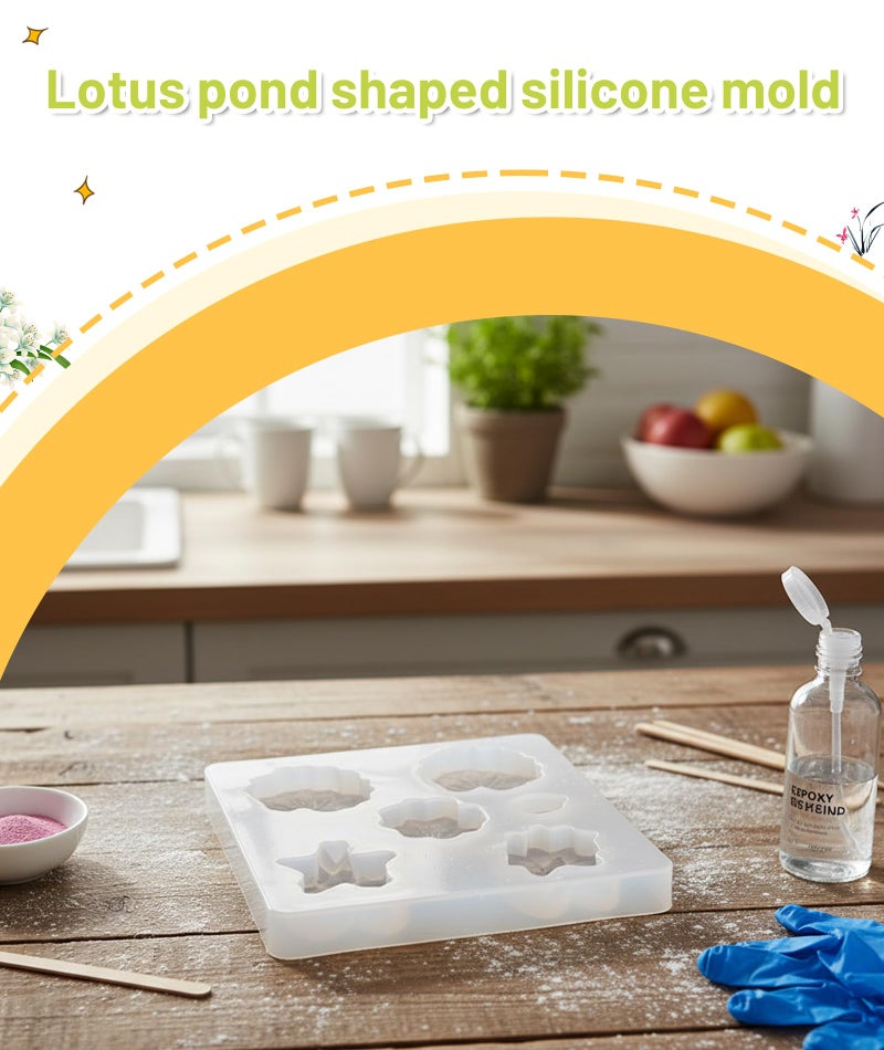 BharatBazaar Candle Mould Silicone, 5-Cavity Lotus Flower Mold for Candle Making, Chocolate Mould Silicone, Reusable Flower Candle Mould for Resin Art, DIY Home Decor - Image 4
